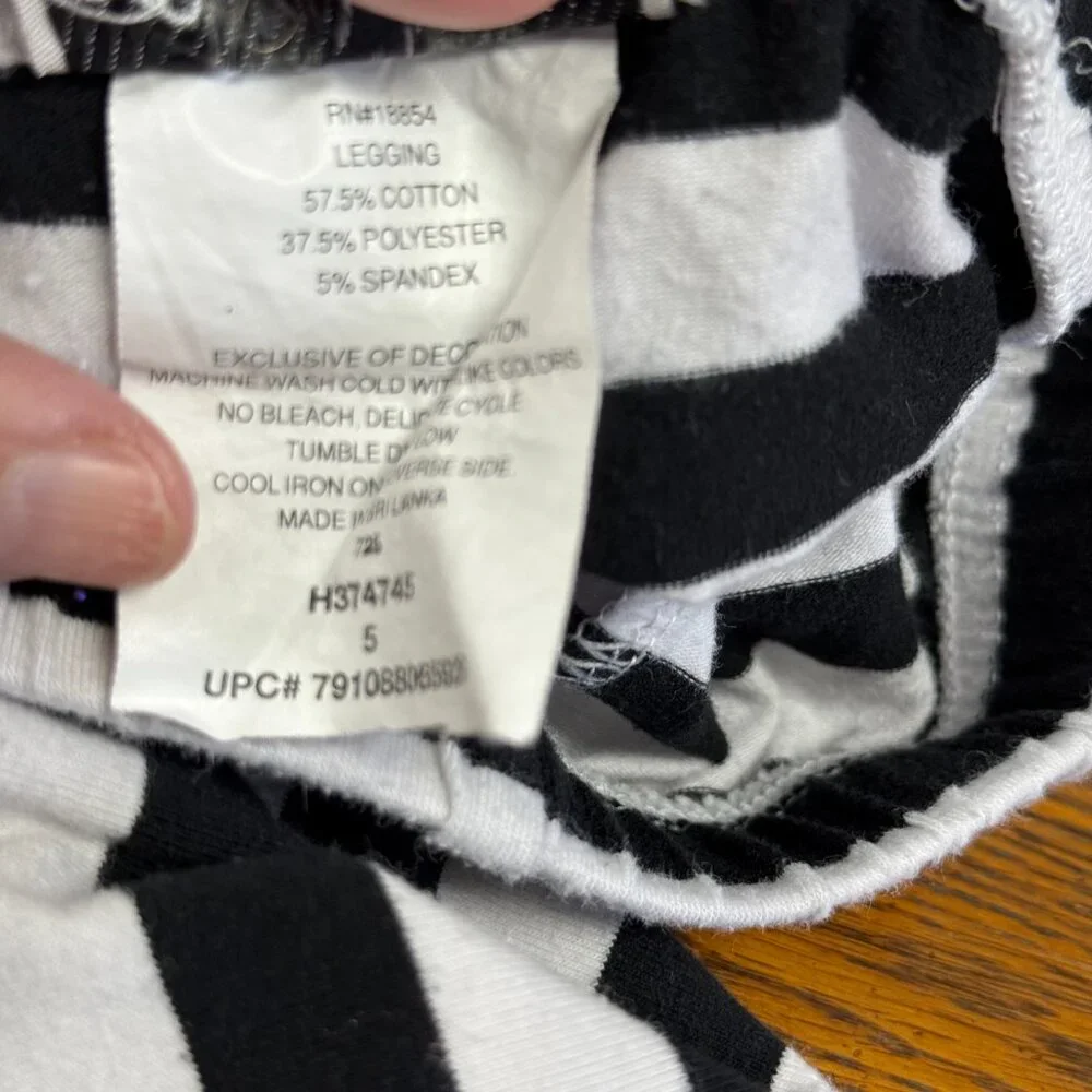 Rare Editions‎ Girls Leggings Bundle Size 5 Black White Stripe Moose Ruffle Hem